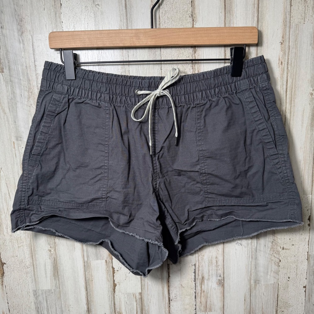 Vuori Ripstop Dark Gray Charcoal Organic Cotton Shorts Raw Hem Womens M